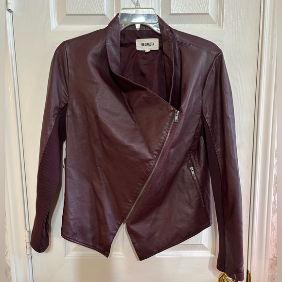 BB Dakota Burgundy faux leather jacket Sz L - Picture 2 of 3